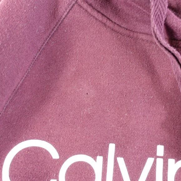 Calvin Klein Performance Maroon Wine Purple Hoodie Kangaroo Pocket Sweater - Picture 4 of 13